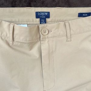 JCREW Men’s khaki flat front slim fit stretch dress pants waist 33 x 32 , NWOT